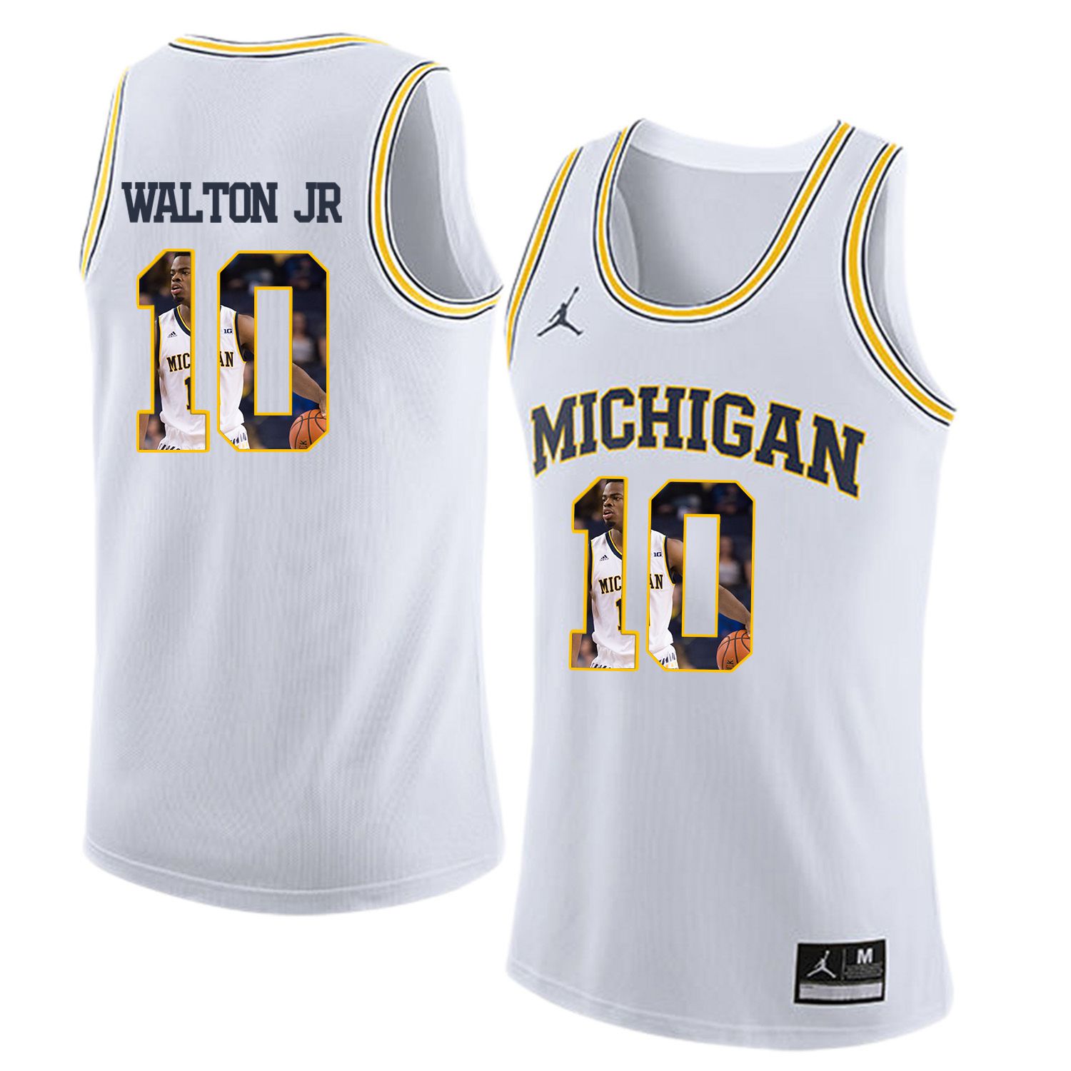 Men Jordan University of Michigan Basketball White #10 walton jr Fashion Edition Customized NCAA Jerseys